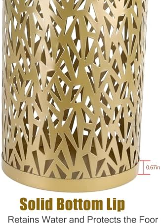 Metal Round Umbrella Stand Rack,Free Standing Umbrella Holder Bin, Canes Walking Sticks Holder for Entryway, Home, Office,Gold - Image 4