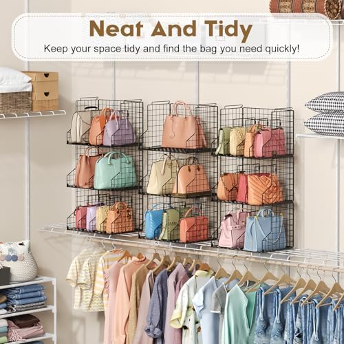 2 Pack Purse Organizer for Closet,Stackable Handbag Storage Holder - Image 6