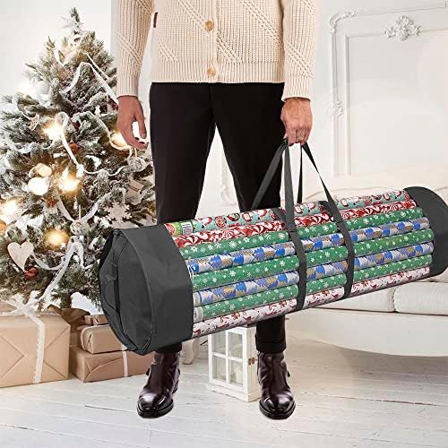 ProPik Wrapping Paper Organizer Storage Bag for All Your Gift Wrap & Ribbons, Fits Long 40 Inch Rolls, Hold Up To 24 Rolls, Heavy Duty Clear PVC Bag with Handles (Black & Clear) - Image 4