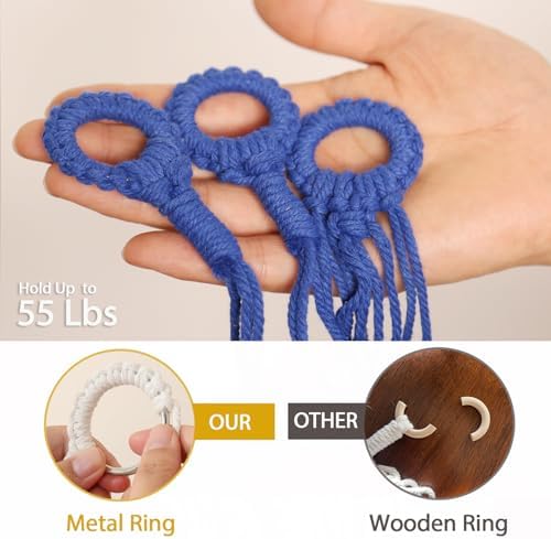 YKBU Stuffed Animals Hammock Corner Hanging Net for Macrame Stuffed Animal Storage Plush Toy Holder Toy Organizer for Boho Nursery Playroom Bedroom Kids Room Decor (blue, Large) - Image 4