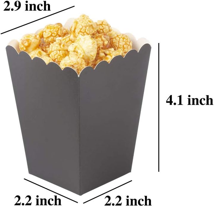 YESON Black Popcorn Boxes Mini Paper Popcorn Box for Party,Pack of 36