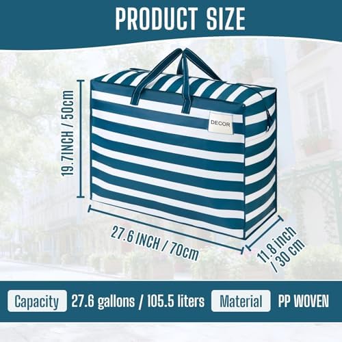VENO Heavy Duty Moving Bags, 27 Gallon, Classic Navy Stripe, 4 Pack - Image 3