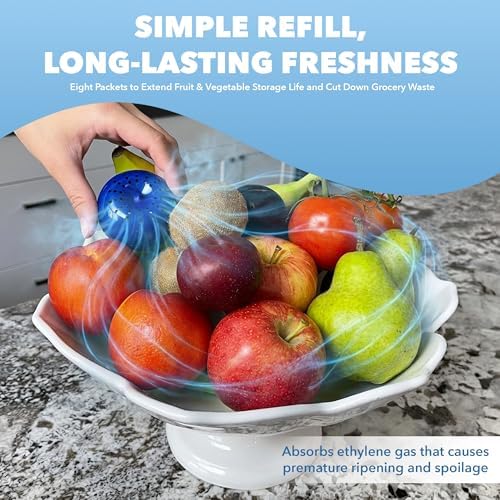 Bluapple Produce Saver Ethylene Gas Absorber with Activated Carbon, 1 Year Supply, Keeps Fresh Fruits & Vegetables Longer - Produce Saver for Kitchen - 8-Packets, 13g Total (Active Formula + Carbon) - Image 5