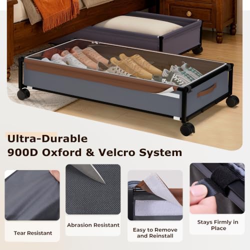 OMAIRA 2-Pack Under Bed Storage With Wheels,Underbed Shoe Storage Organizer - Image 5