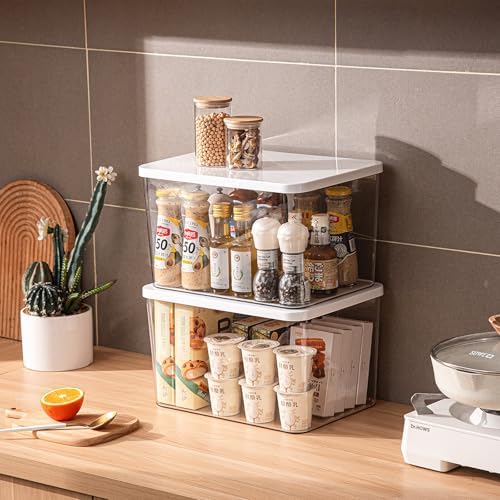 Clear plastic storage bins with LIDS,storage containers for snacks, cosmetics, books, dog food, Storage Organizer for Nursery，Kitchen, Living room,Bedroom, Bathroom, Office (Clear-White Lid, 3XL) - Image 2
