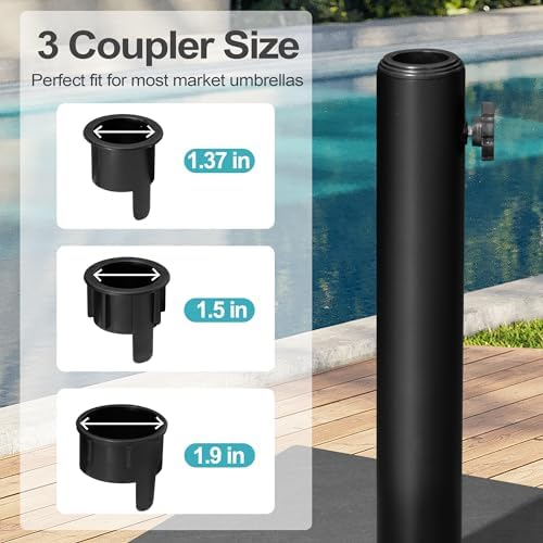 Patio Umbrella Base with Wheels, 43lbs Outdoor Umbrella Stand - Image 5