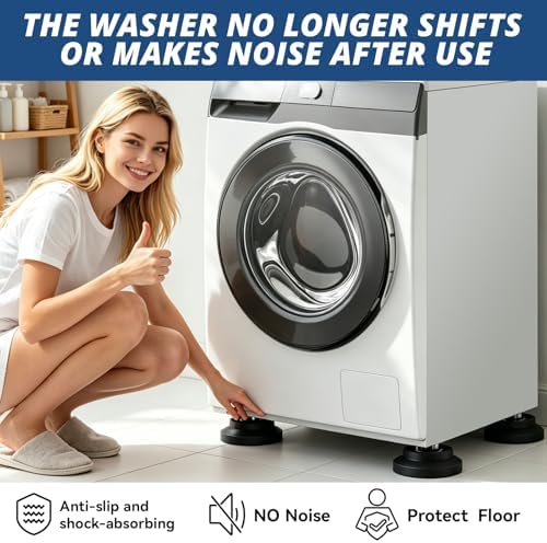 Anti Vibration Pads for Washing Machine with Powerful Sucker, Anti Vibration Pads Vibration Absorber,Washer and Dryer Stand,Stops Washer Dryer Prevents Noise, Washing Machine Stand |Black,8pcs| - Image 2