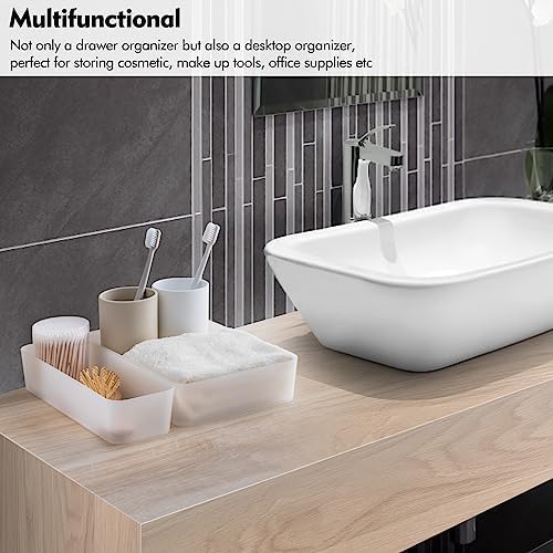 Poeland 15 Pcs Drawer Organizer Tray Storage Box for Bedroom Dresser Bathroom Kitchen, Frosted - Image 5