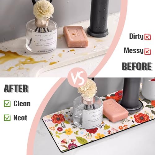 Sink Faucet Absorbing Mat, 2 Pack Drying Mat Around Faucet Sink Splash Guard Behind Faucet Sinkmat For Kitchen Bathroom Island Rv 15 * 5.5 Inch (38 * 14 cm) - Image 3