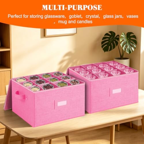 Wine Glass Storage Box, Stemware Storage Containers Cases with Dividers - Image 3