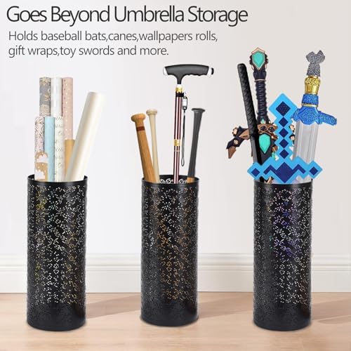 Metal Round Umbrella Stand Rack,Free Standing Umbrella Holder Bin, Canes Walking Sticks Holder for Entryway, Home, Office (Round) - Image 2
