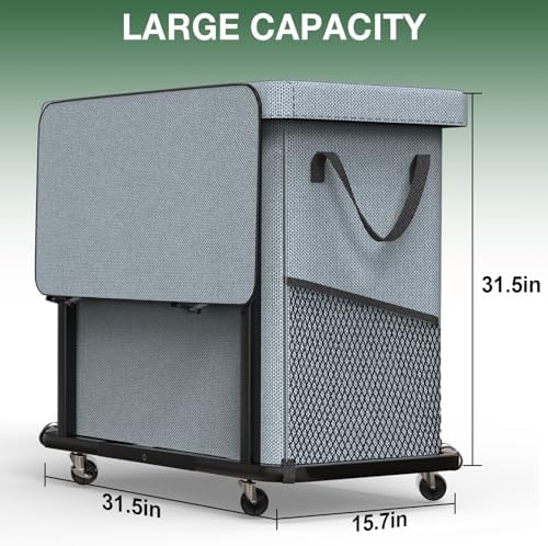 Laundry Basket with Lid,230L Rolling Laundry Hamper with Wheels,Grey - Image 6