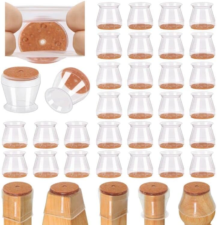 32 Pcs Chair Leg Floor Protectors for Hardwood Floors Round by VIUME