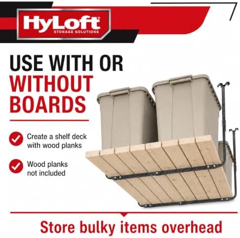 HyLoft Adjustable Garage Ceiling Mount Storage Rack Kit, Ceiling Shelving Mounts, 34 in. x 26 in., 80844-10, Hammertone - Image 7