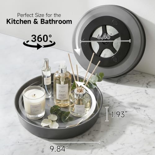 2PCS 9.8" Black Metal Lazy Susan Turntable Organizer - Image 2