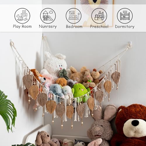 Pretty Jolly Stuffed Animal Hammock with Leaf Beads and Tassels - Image 5