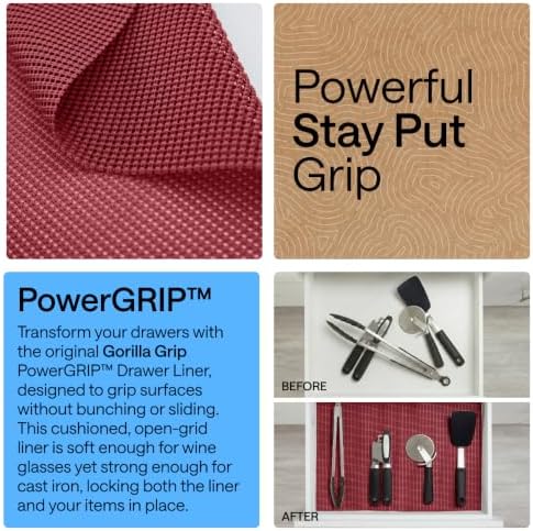 GORILLA GRIP powerGRIP Drawer Shelf and Cabinet Liner, 12"x20', Red - Image 3