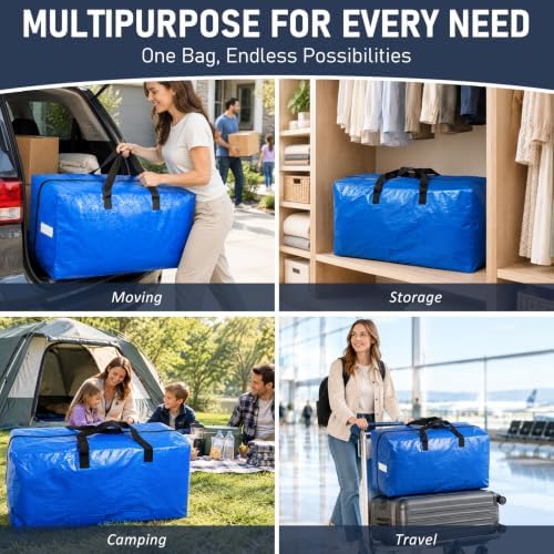 4 Pack Extra Large Moving Bags with Reinforced Handles for Dorm Room - Image 2