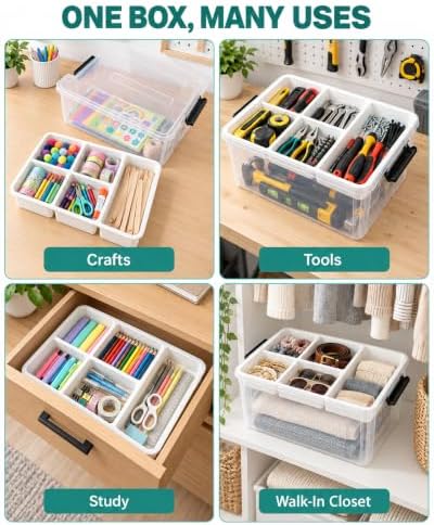 17 QT Clear craft storage box with Tray, storage bins for Art Supplies - Image 6