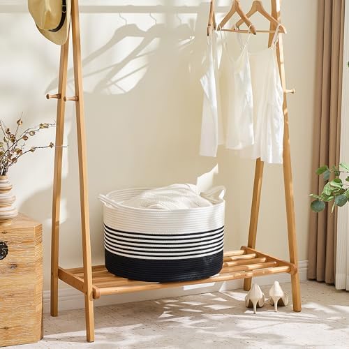 KAKAMAY Large Blanket Basket with Handles, Storage Basket for Living Room - Image 5