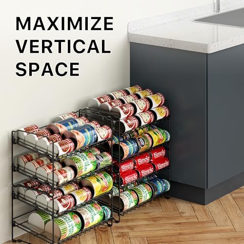 Simple Houseware 2 Tier Stackable Can Rack, Black, 2 Pack - Image 7