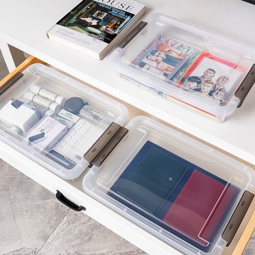 Citylife 11PC Storage Bins with Lids, Stackable Plastic Box, Paper Storage - Image 2