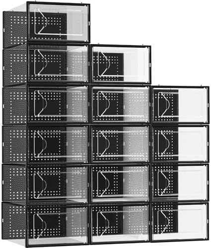 Foluck 15 Pack Shoe Storage Organizer Box Container Clear Plastic Stackable by Foluck
