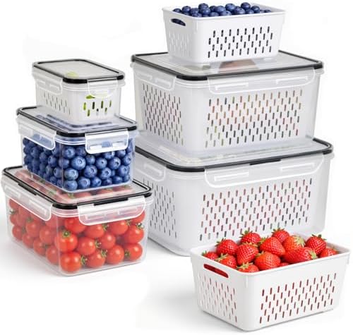 5 PCS Fruit Storage Containers for Fridge, Leakproof Produce Containers by Unknown