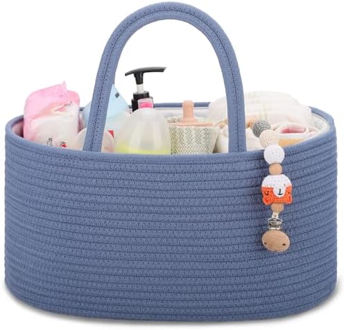 COMSE Baby Diaper Caddy Organizer with Handles, Cotton Rope, Folkstone Gray by COMSE