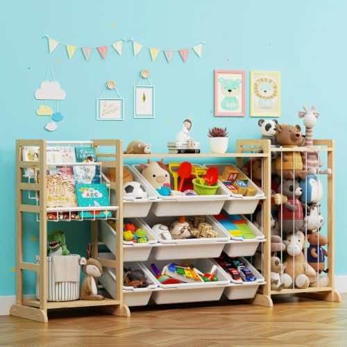 65" Large Toy Storage Organizer with Bookshelf and Stuffed Animal Storage by Unknown