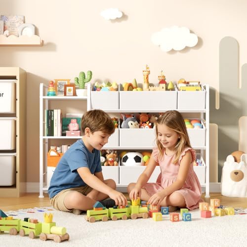 BBLIKE Kids Bookshelf and Toy Storage Organizer with 9 Removable Toy Bins - Image 2