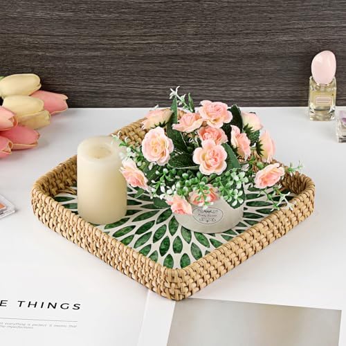 Key Basket Tray for Entryway Table, Decorative Small Wicker Tray - Image 5