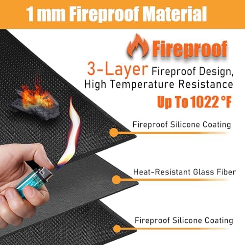 Heat Resistant Mats for Countertop fits Tabletop Grill, 48x24x0.04in, Black - Image 2