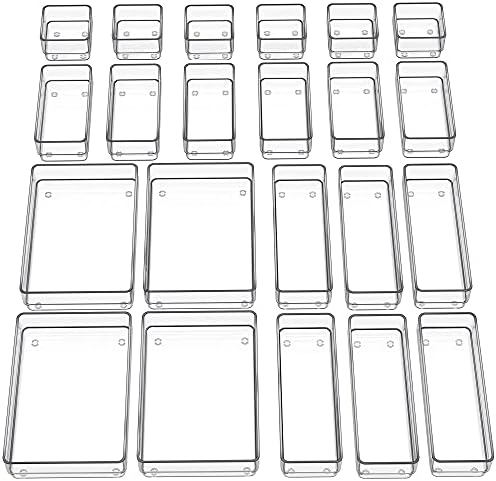 SMARTAKE 22 PCS Drawer Organizer, 4-Size Desk Bathroom Drawer Organizer by SMARTAKE