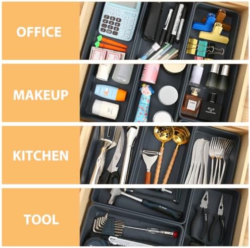3PCS Large Plastic Drawer Organizer Tray, 12" X 6" Desk Organizers Bins Set - Image 3