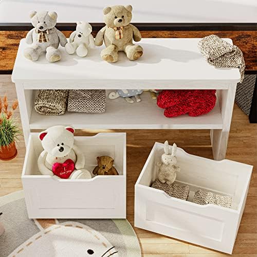 IRONCK Toy Storage Organizer with Drawers, Floor Toy Box with Wheels and Open Shelf, Storage Chest for Nursery, Playroom and Bedroom, White - Image 4