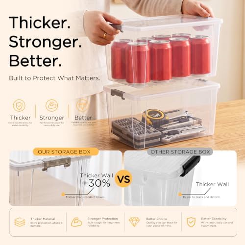 Citylife 6Packs 7.8Qt Plastic Storage Bins with Lids, Clear Organizer - Image 4