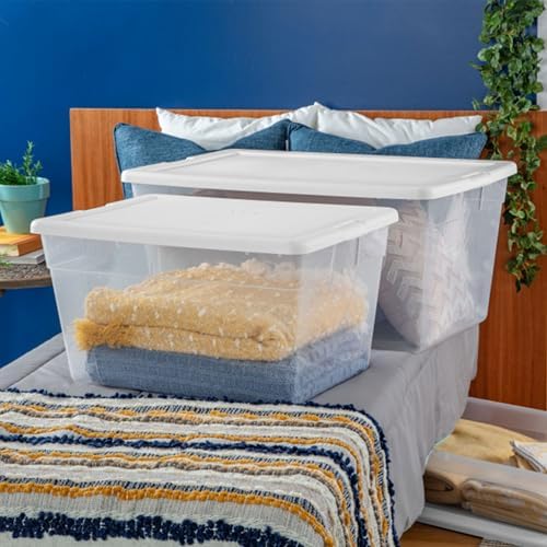Sterilite Storage Box, Stackable Clear Plastic Bins, 90 Quart, 8-Pack - Image 4