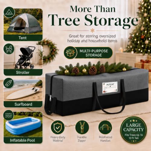 Christmas Tree Storage Bag, Fits 8 Ft Artificial Trees, Gray - Image 5