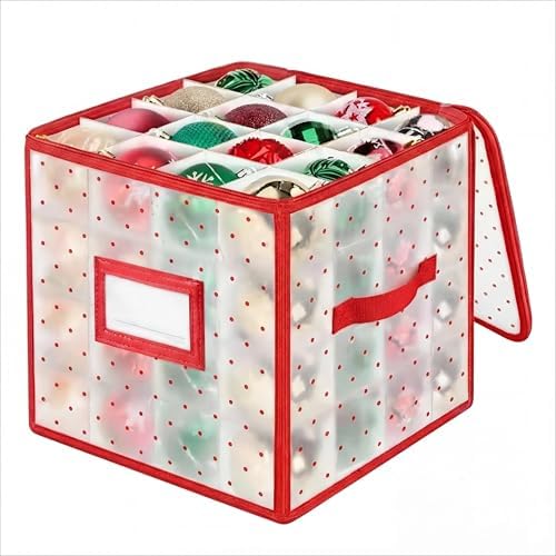 Christmas Tree Ball Organizer Ornament Storage Containers，Ornament Storage Box Hard Plastic Containers 64 Holiday Ornaments by Poxel