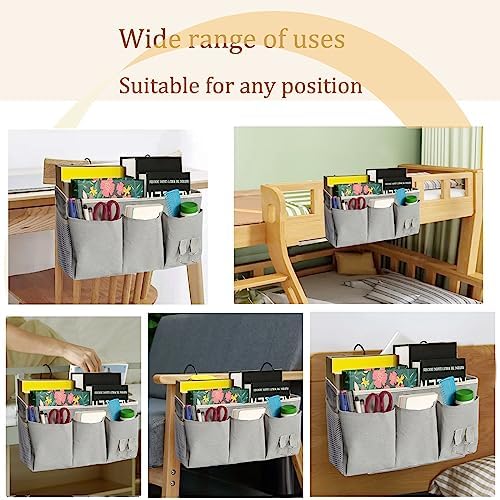 Bedside Caddy, Bedside Hanging Storage Organizer forBunk and Hospital Beds,College Dorm Bed，Can be Placed Glasses Books Mobile Phones (Black1) - Image 4