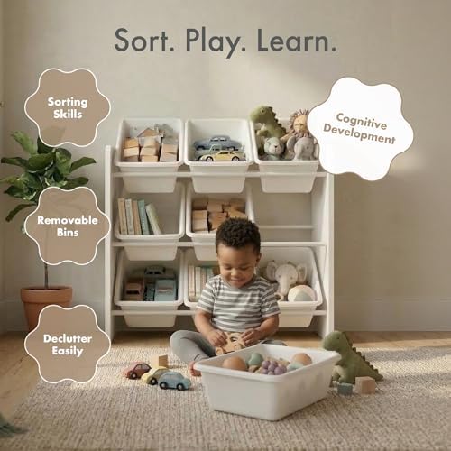Humble Crew Kids Toy Organizer with 9 Bins, 3 Tier Storage for Playroom - Image 6