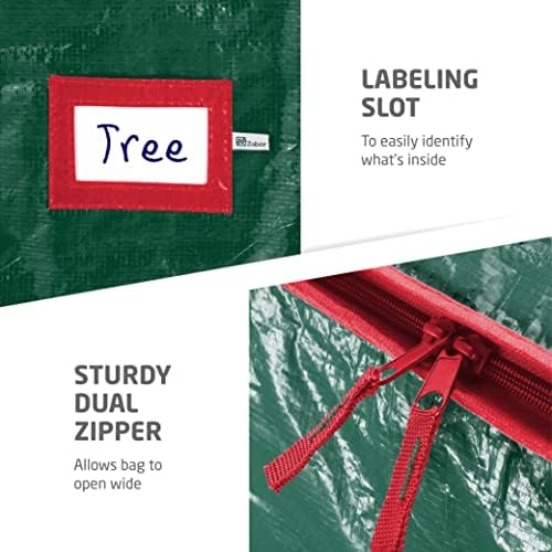 Zober Christmas Tree Storage Bag - Fits 7.5 Ft Artificial Trees - Plastic, Waterproof Christmas Tree Bag For Storage Box For Xmas - Strong, Durable Handles - Label Card Slot - Green - Image 4