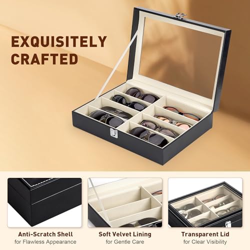 CO-Z Leather Multi Sunglasses Organizer for Women Men, Eyeglasses Eyewear Display Case with 8 Slots, Jewelry Watch Organizer, Sunglasses Jewelry Collection Case, Sunglass Glasses Storage Holder Box - Image 5