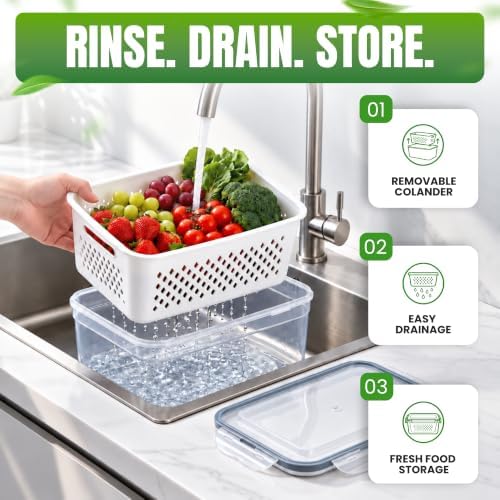 5 Pack Large Fruit Storage Containers for Fridge, Produce Storage Container - Image 5