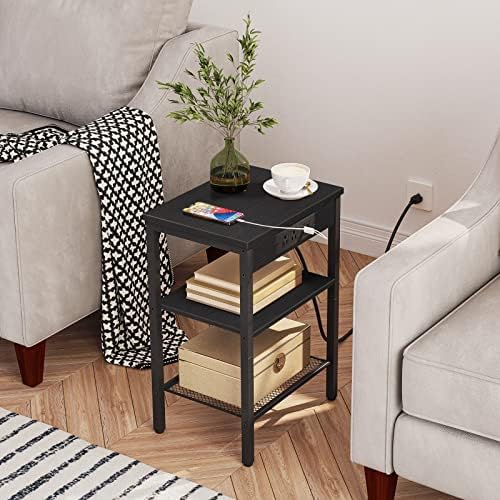 HOOBRO Side Table with Charging Station, Small End Table for Small Space - Image 5