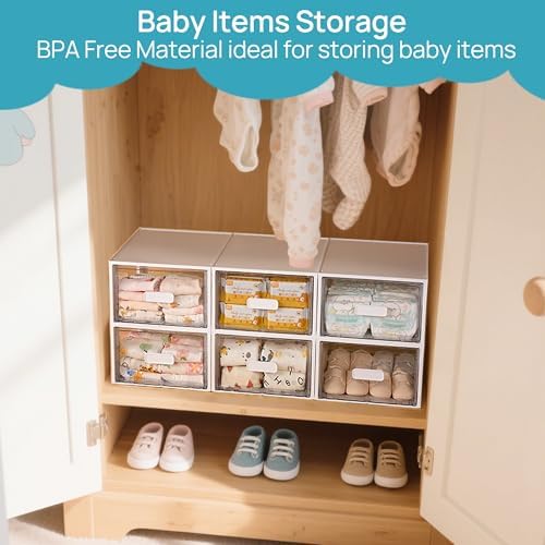 Vtopmart 4 Pack White Stackable Storage Drawers 15QT - Image 4