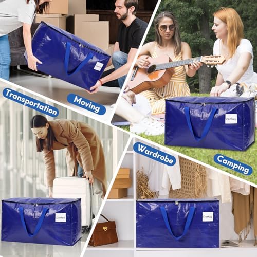 2-Pack Extra-Large Heavy-Duty Storage Totes with Reinforced Handles, Durable Zippers & Waterproof Material — Perfect for Space-Saving, Moving, Shipping and Travel (BlUE) - Image 6
