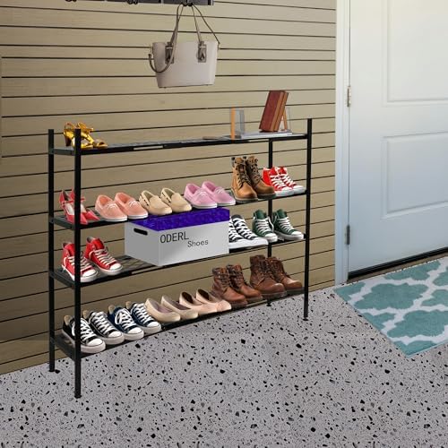 Long Expandable Metal Shoe Rack for Closet, Entryway, Garage, 4-Tier, Black - Image 2