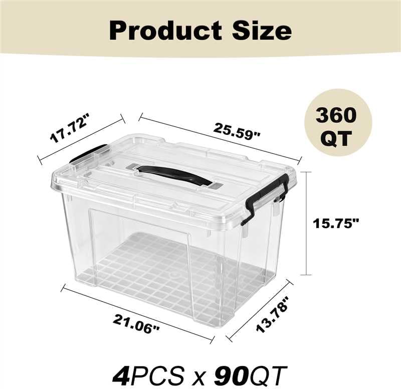 4 Pack 90 QT Plastic Storage Bins with Lids - Image 2